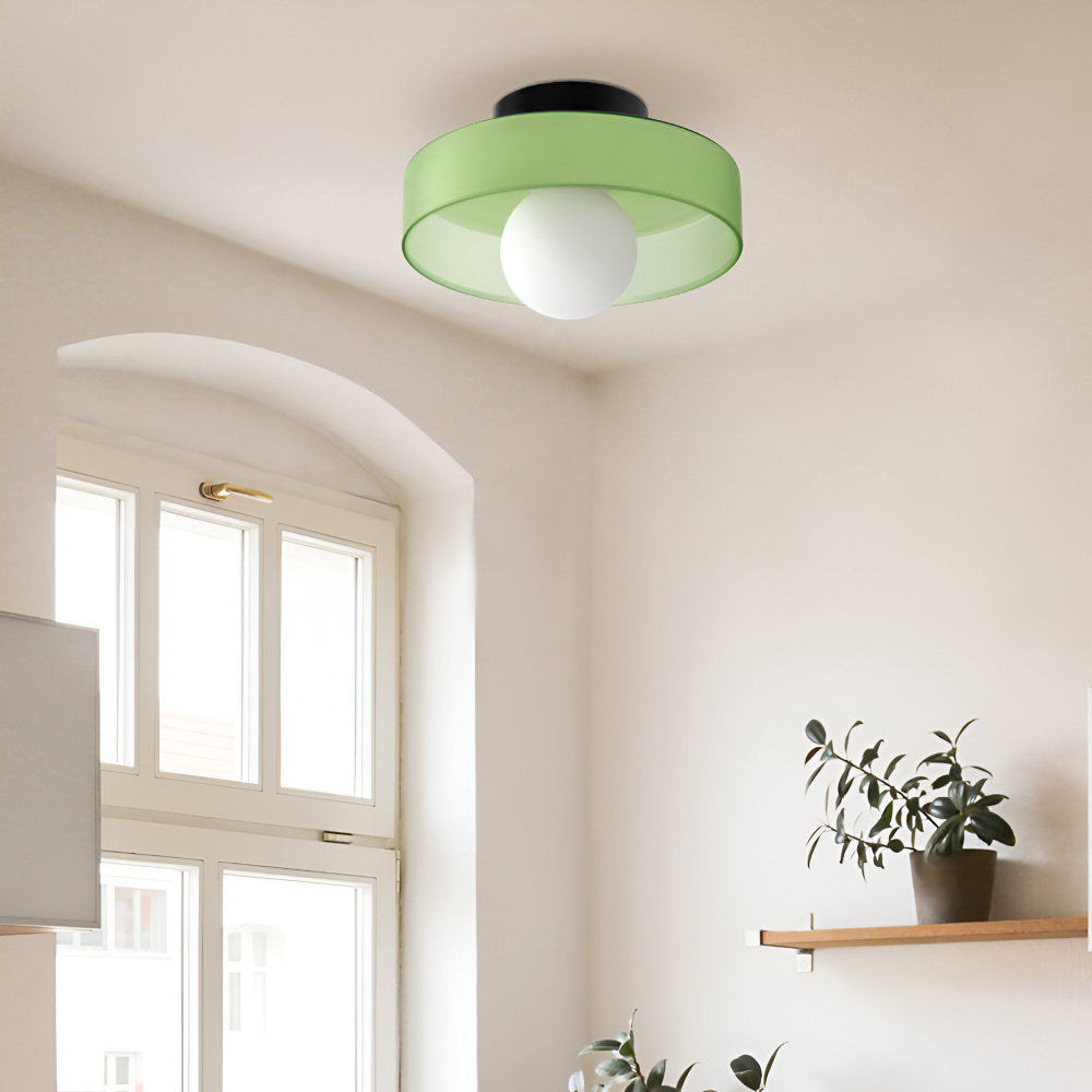 Okrągła lampa sufitowa LED ze szkła i kamienia