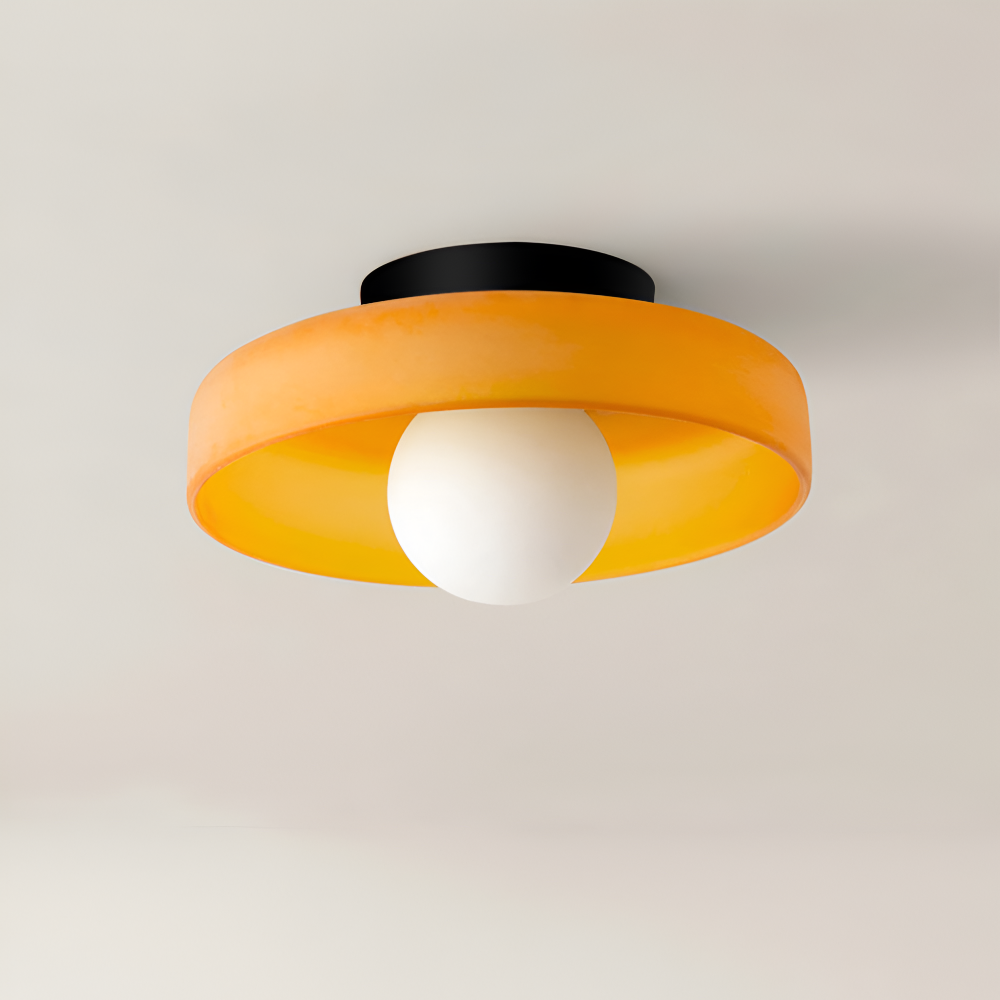 Okrągła lampa sufitowa LED ze szkła i kamienia