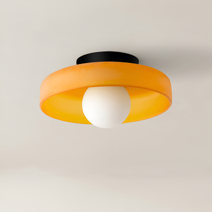 Okrągła lampa sufitowa LED ze szkła i kamienia