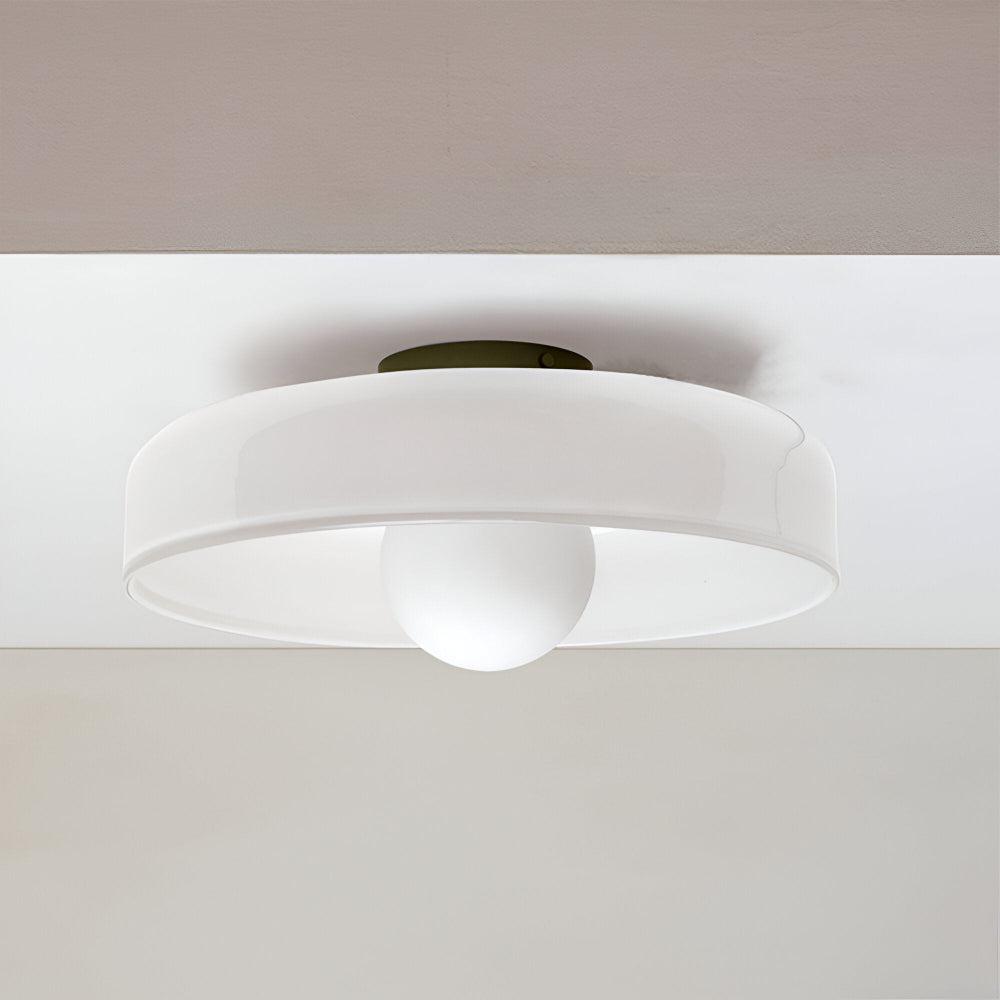 Okrągła lampa sufitowa LED ze szkła i kamienia