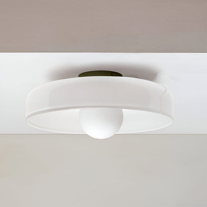 Okrągła lampa sufitowa LED ze szkła i kamienia
