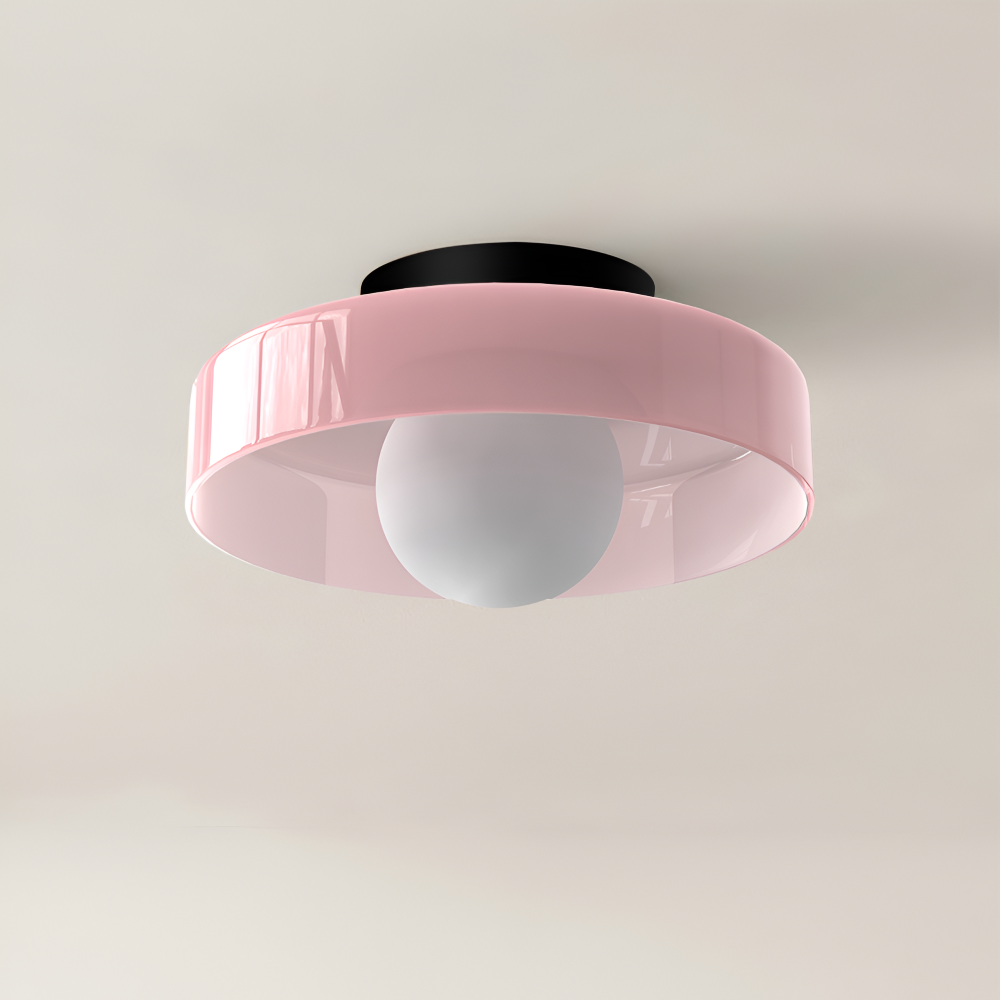 Okrągła lampa sufitowa LED ze szkła i kamienia
