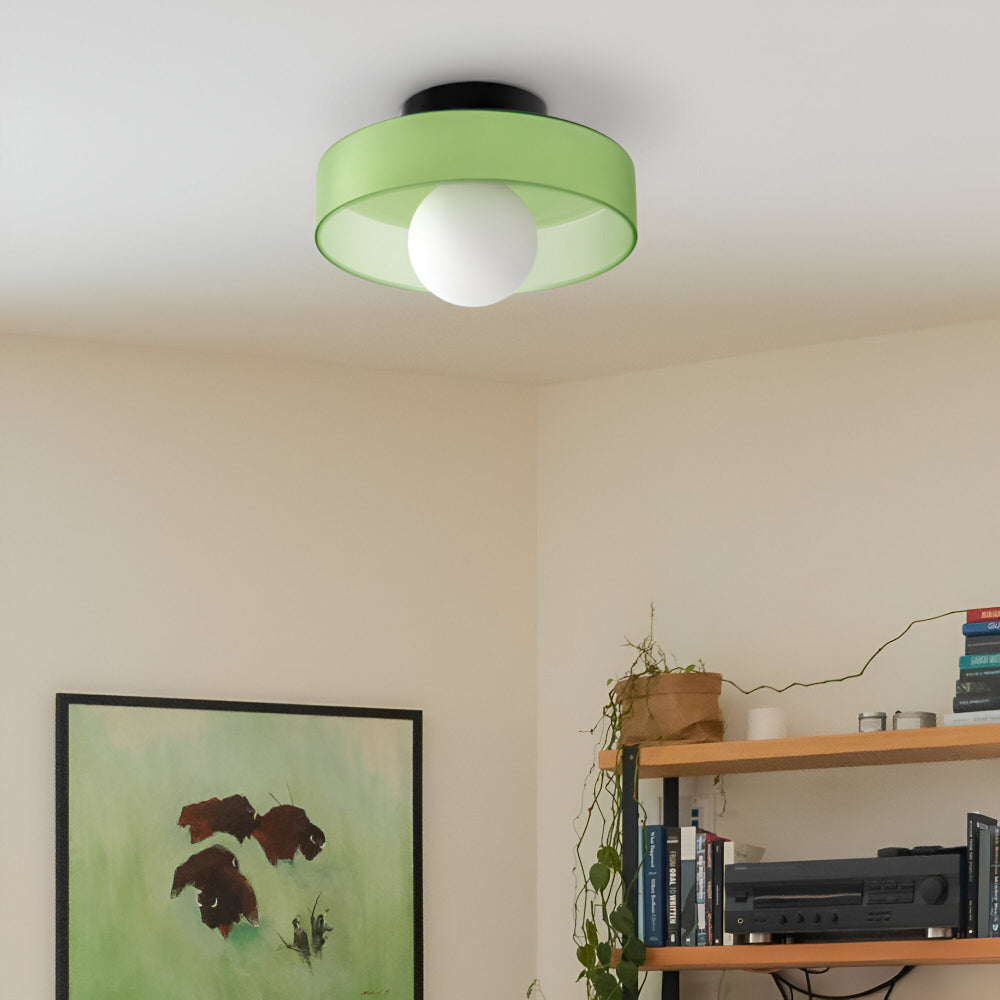 Okrągła lampa sufitowa LED ze szkła i kamienia
