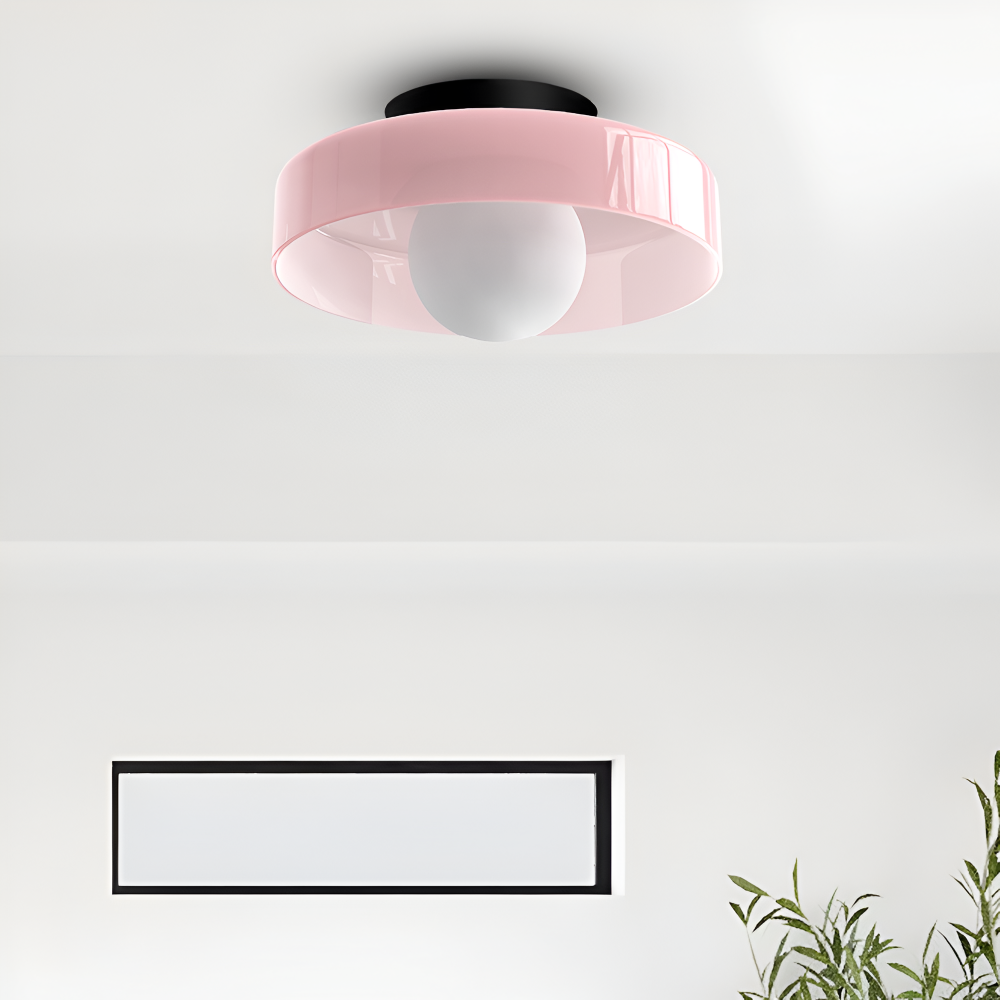 Okrągła lampa sufitowa LED ze szkła i kamienia