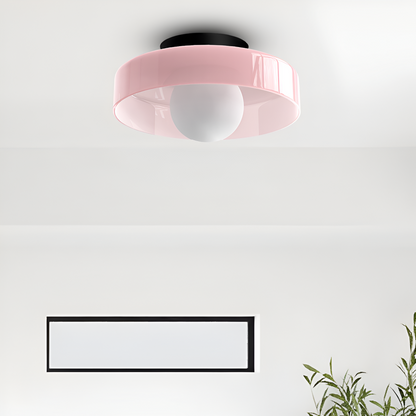 Okrągła lampa sufitowa LED ze szkła i kamienia