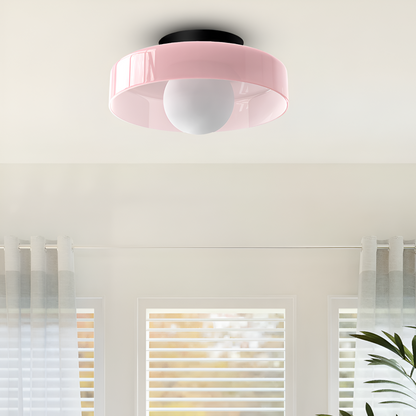 Okrągła lampa sufitowa LED ze szkła i kamienia