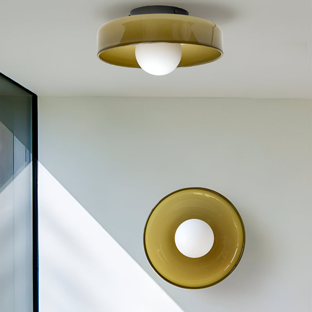 Okrągła lampa sufitowa LED ze szkła i kamienia