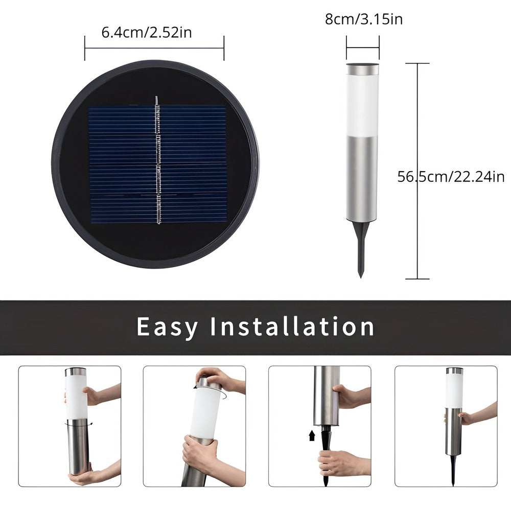 Solarna lampa ogrodowa słupek ze stali nierdzewnej