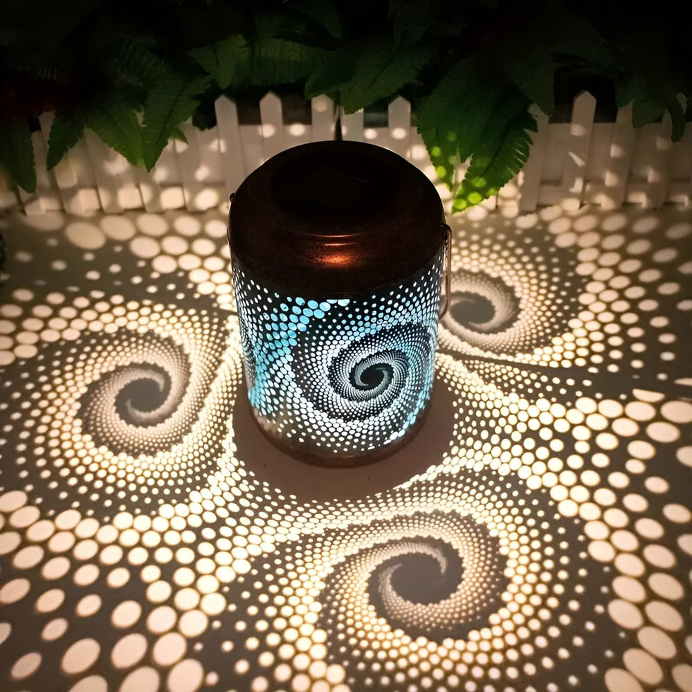 Solarna lampa ogrodowa LED z efektem spirali