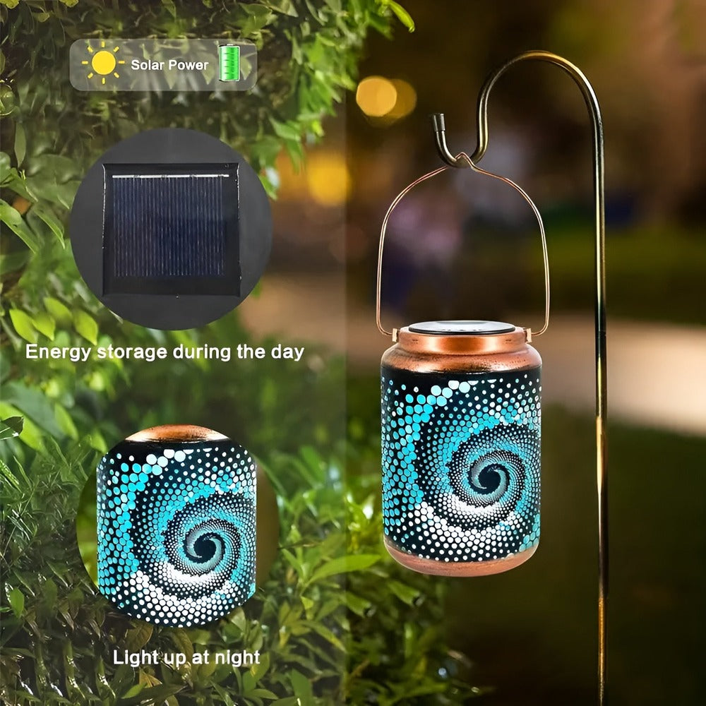 Solarna lampa ogrodowa LED z efektem spirali