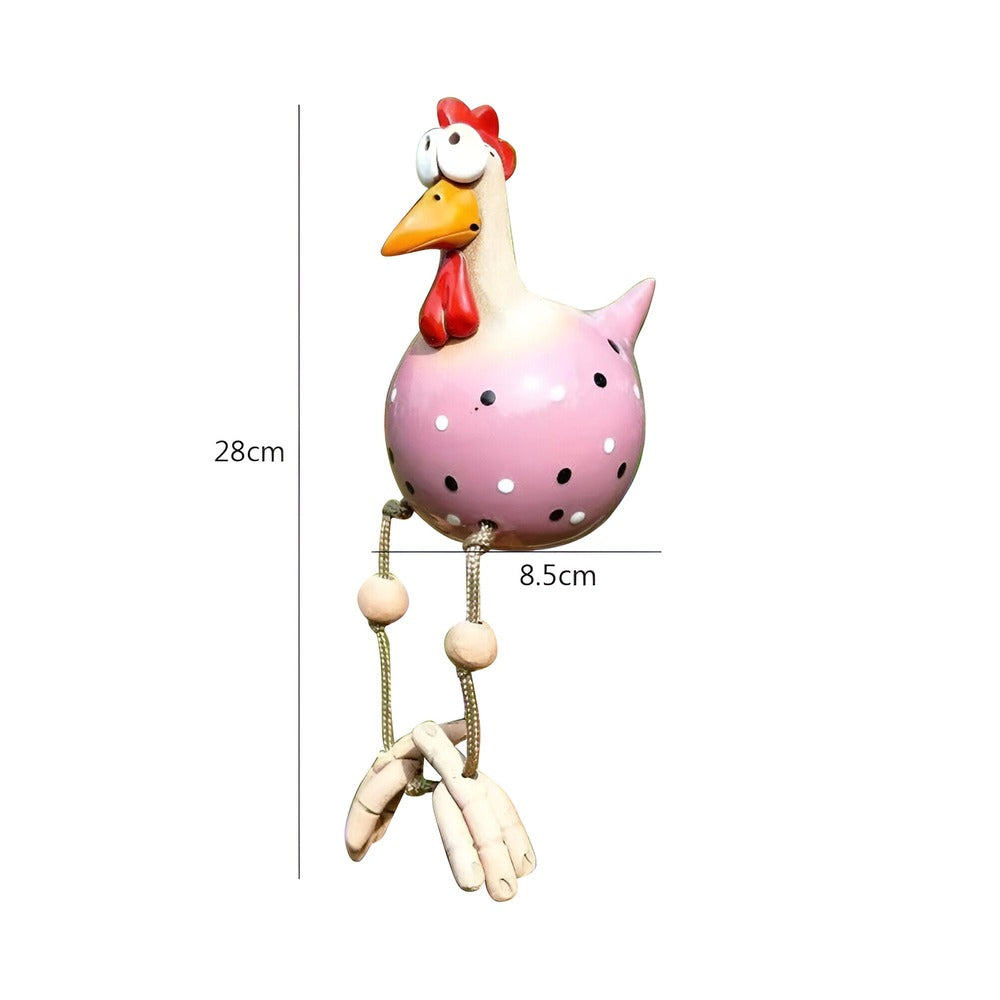 Kolorowa figurka ogrodowa kurczak z żywicy