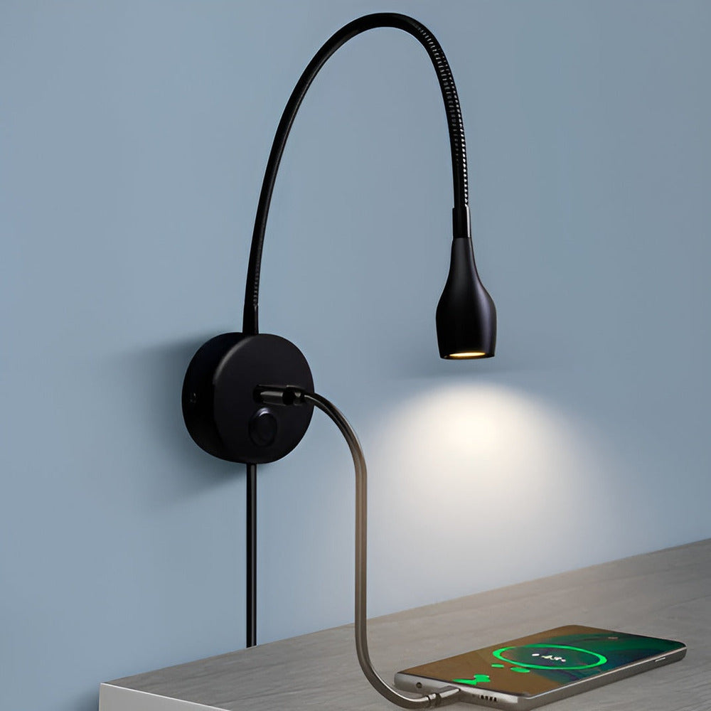 Lampa ścienna LED z dotykowym sterowaniem i portem USB