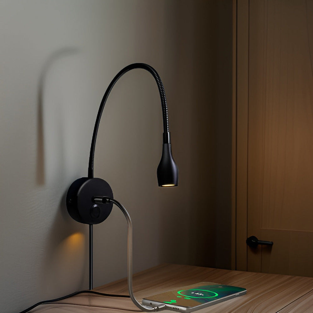 Lampa ścienna LED z dotykowym sterowaniem i portem USB