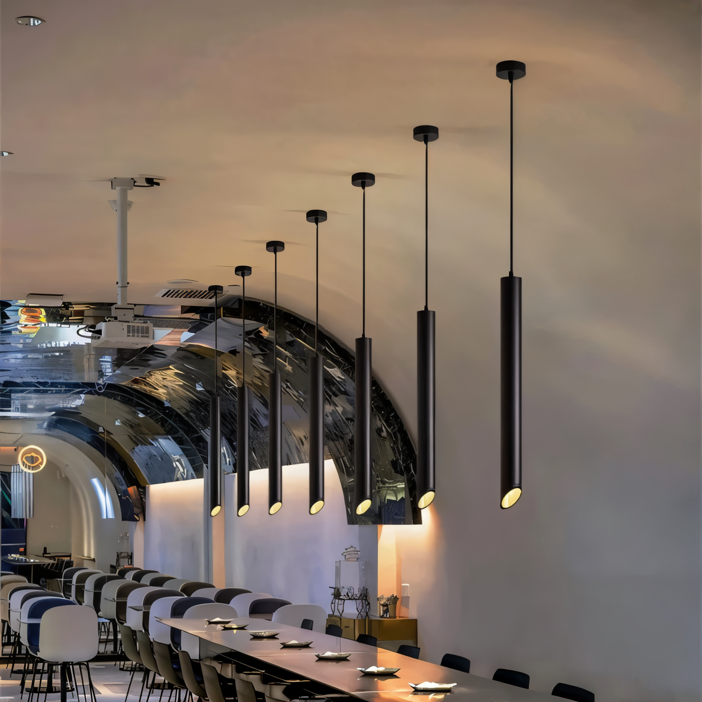 Nowoczesna lampa wisząca LED tuba aluminiowa