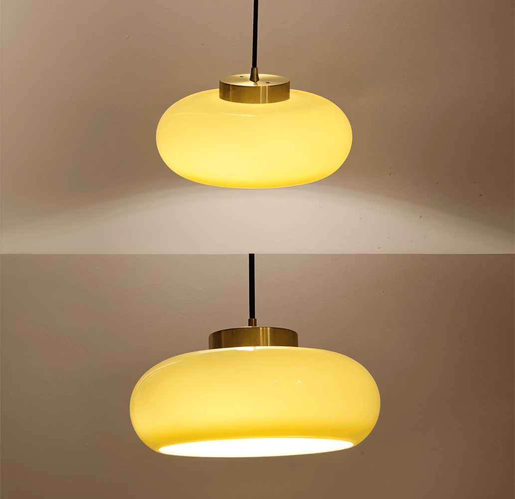 Lampa sufitowa vintage żółte szkło mosiądz E27