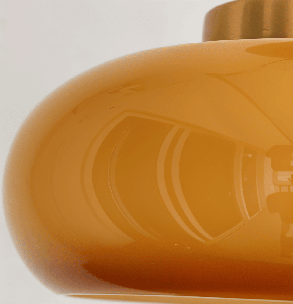 Lampa sufitowa vintage żółte szkło mosiądz E27