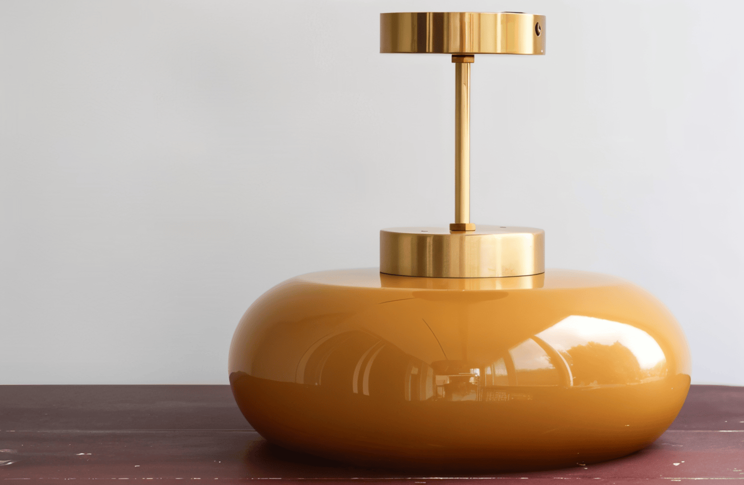 Lampa sufitowa vintage żółte szkło mosiądz E27