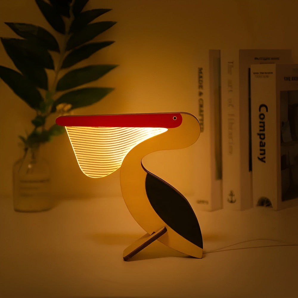 Drewniana lampka nocna LED dla dzieci z motywem zwierząt