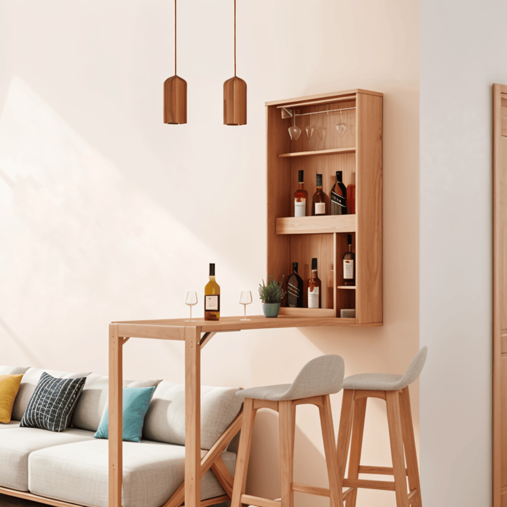 Drewniana lampa wisząca cylindryczna z akacji i jesionu