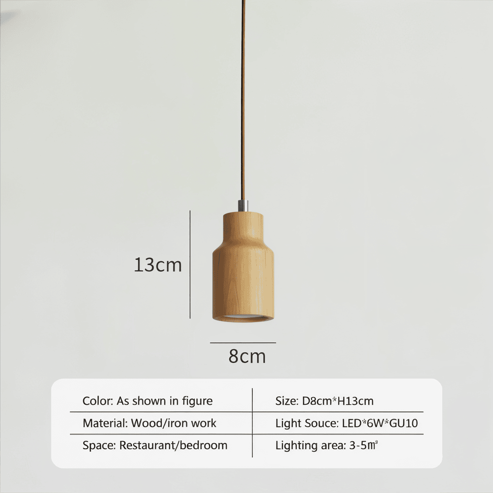 Drewniana lampa wisząca cylindryczna z akacji i jesionu