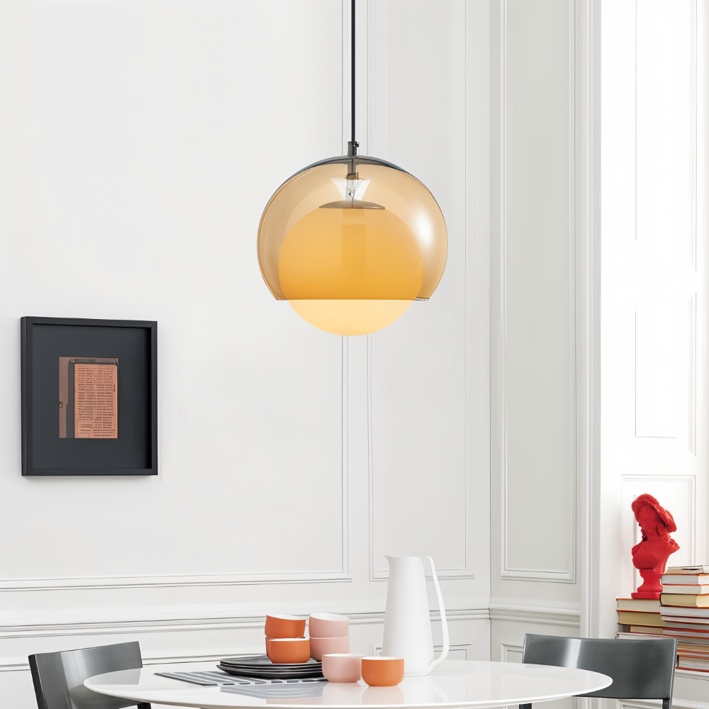 Lampa wisząca szklana retro Bauhaus pomarańczowa