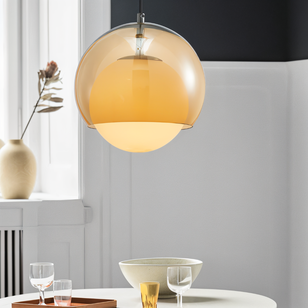 Lampa wisząca szklana retro Bauhaus pomarańczowa