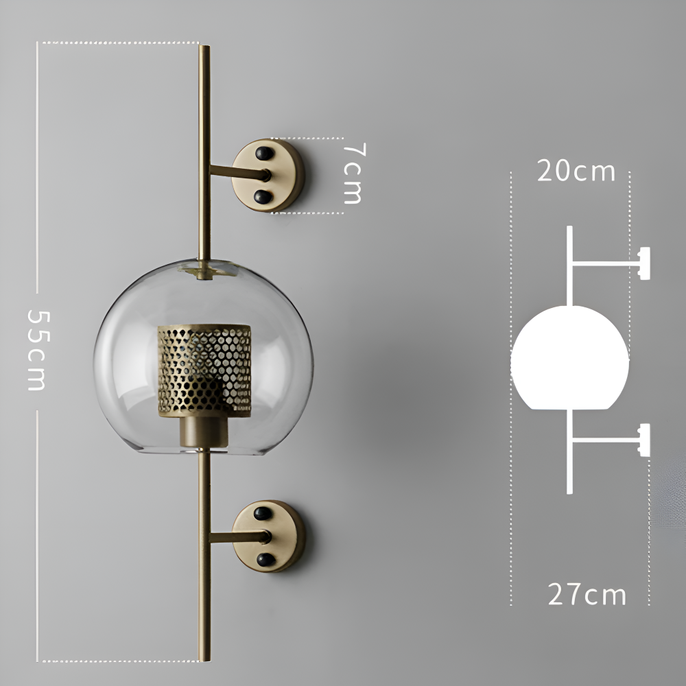 Szklana lampa ścienna vintage E27 plaster miodu