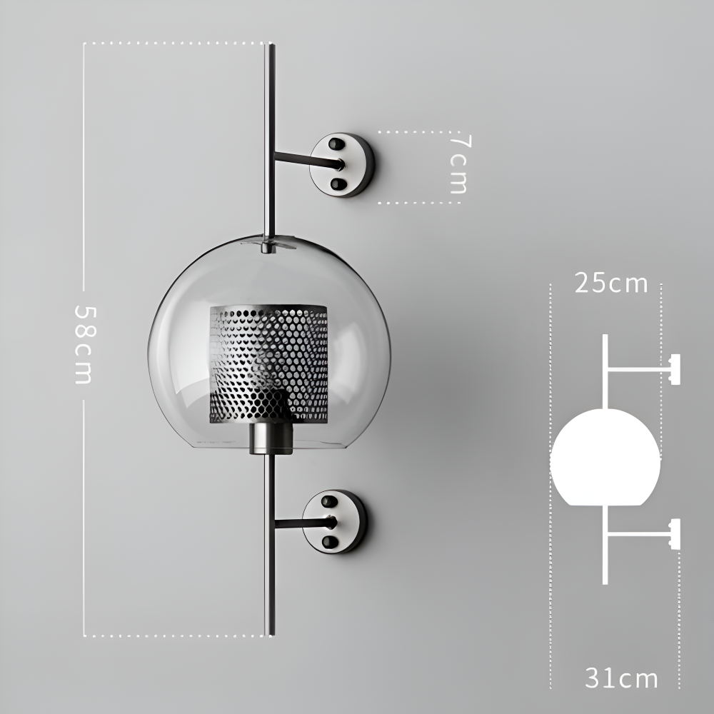 Szklana lampa ścienna vintage E27 plaster miodu