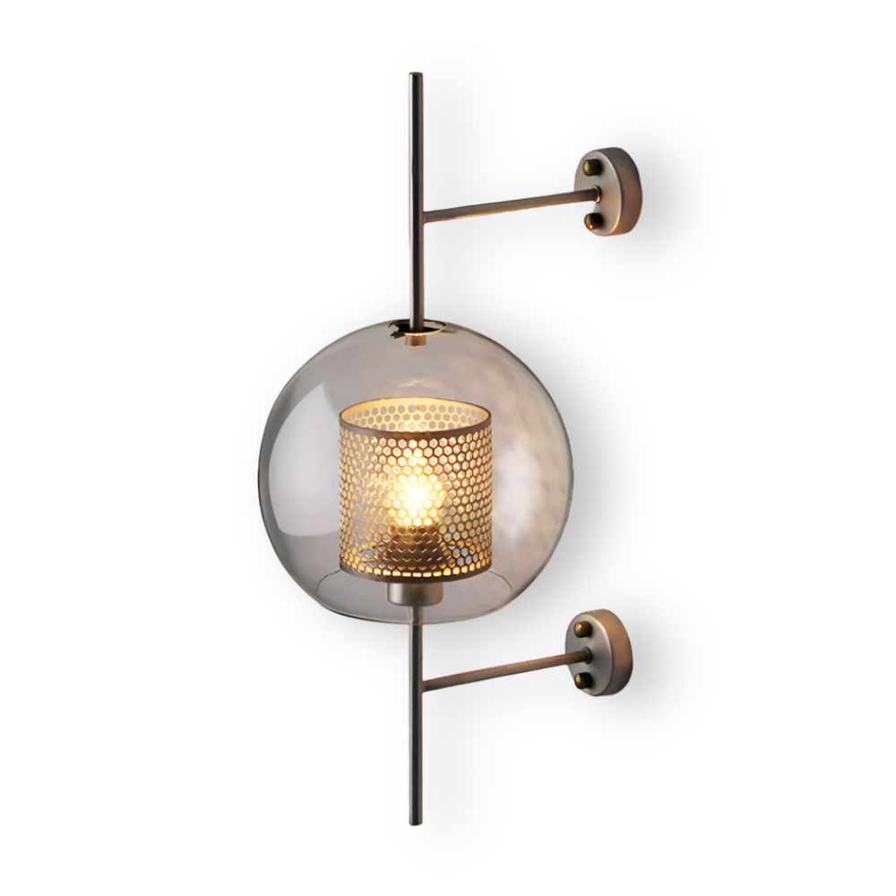 Szklana lampa ścienna vintage E27 plaster miodu