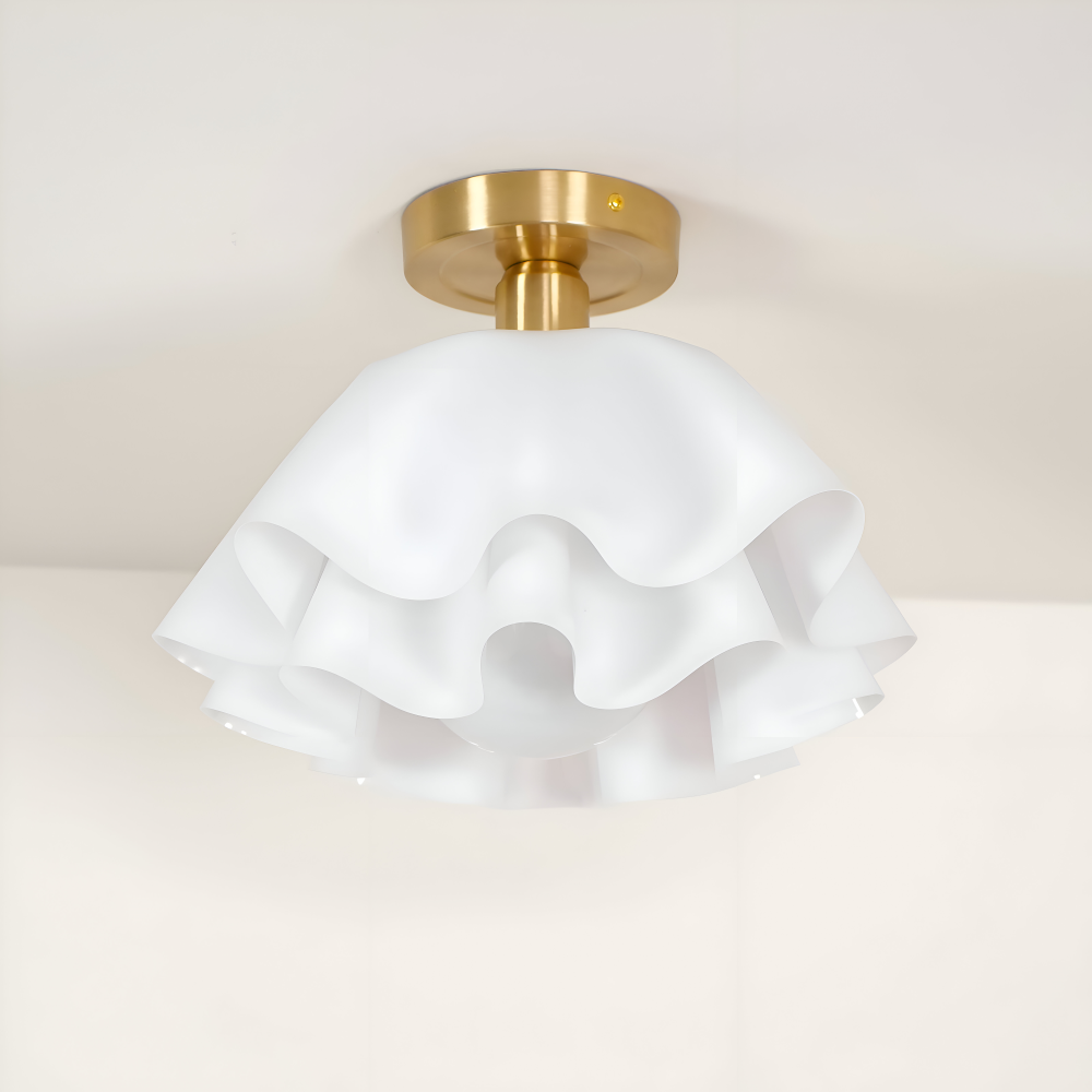 Lampa sufitowa kwiatowa biała akrylowa złota