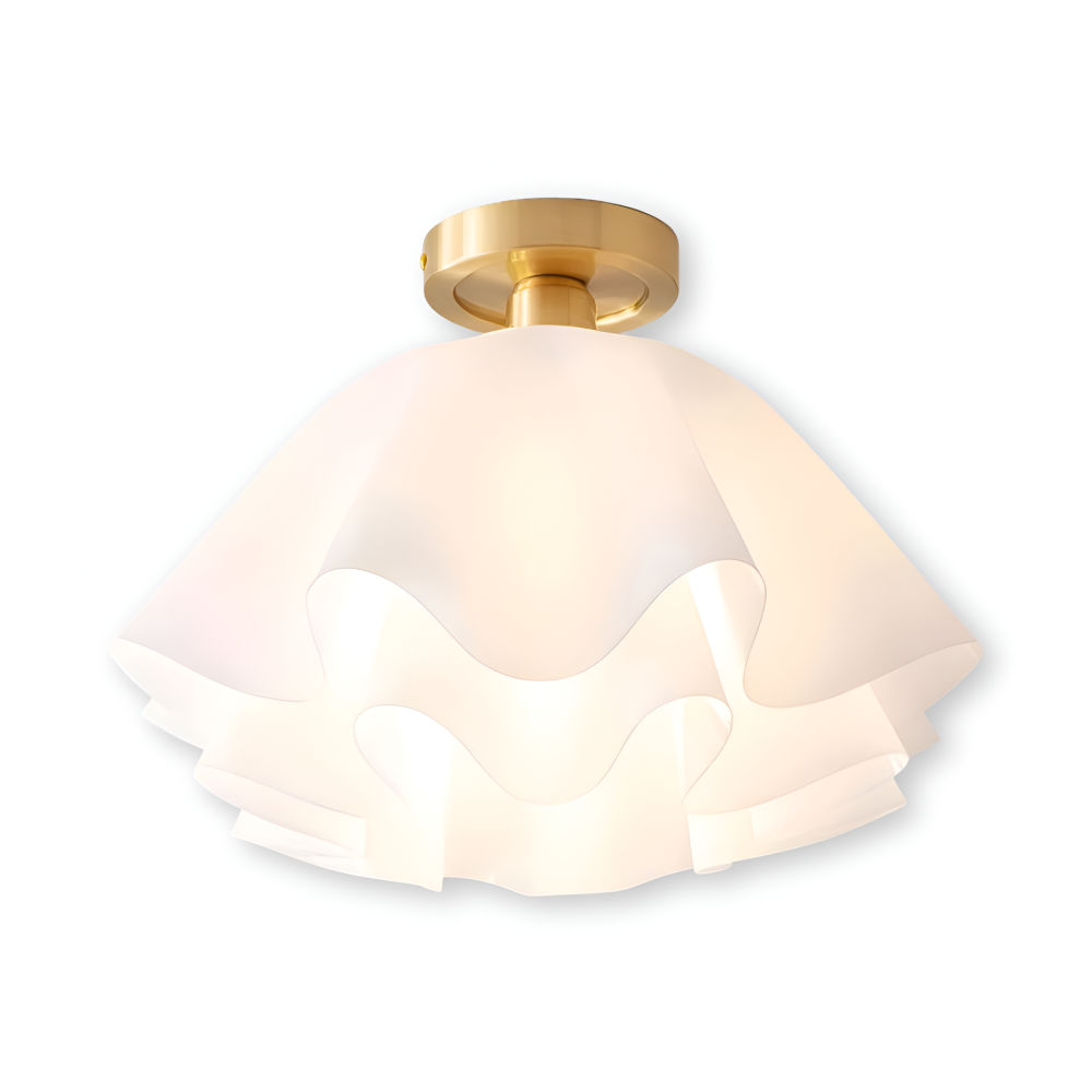 Lampa sufitowa kwiatowa biała akrylowa złota