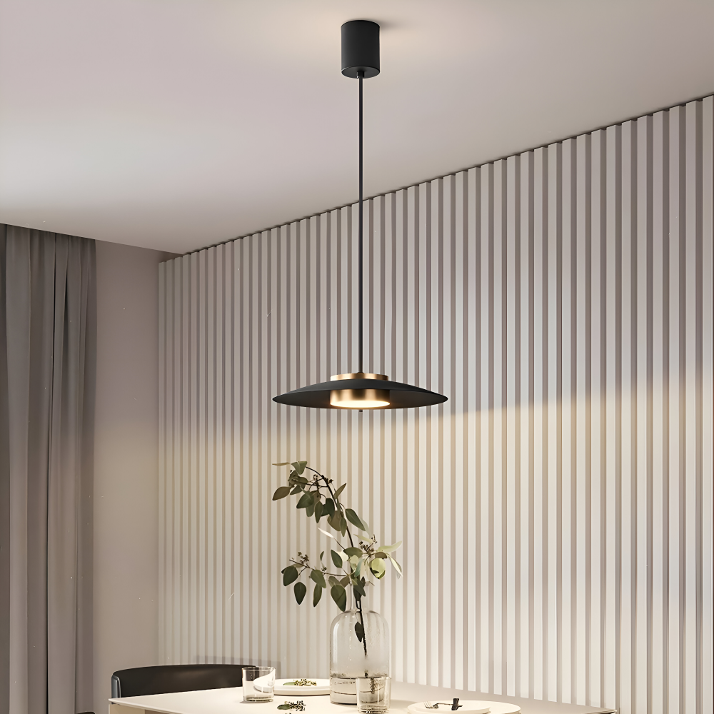 Czarna lampa wisząca LED do jadalni i biura