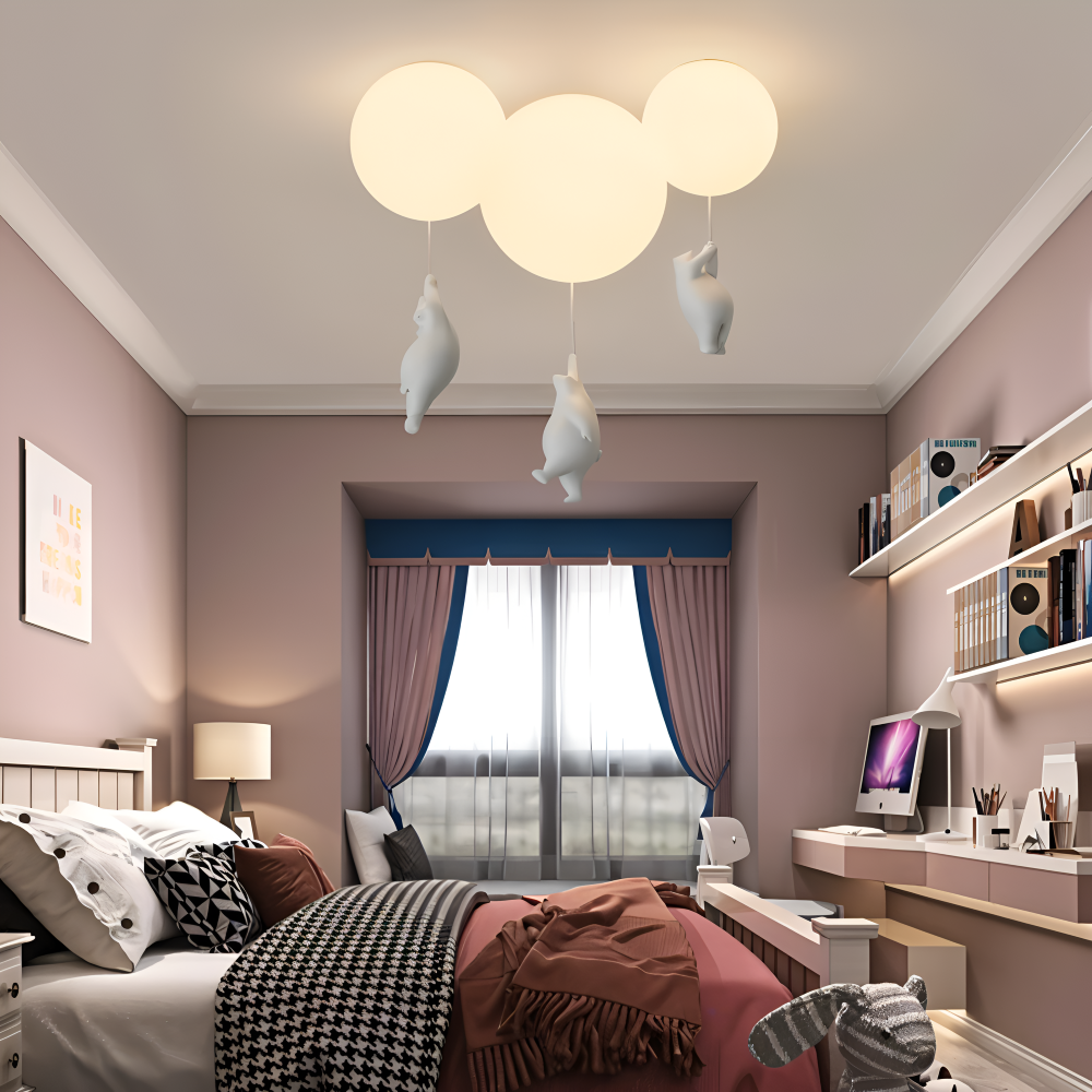 Lampa wisząca balon z misiem LED do pokoju dziecka