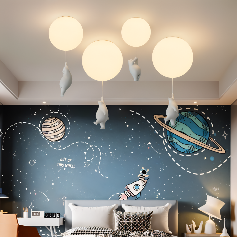 Lampa wisząca balon z misiem LED do pokoju dziecka