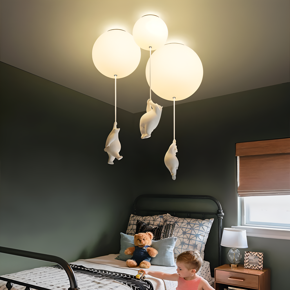 Lampa wisząca balon z misiem LED do pokoju dziecka
