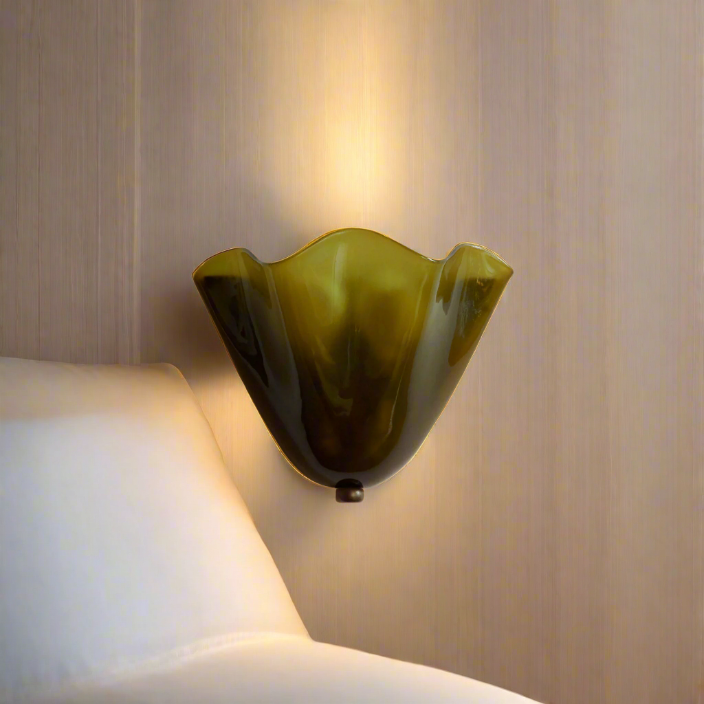 Kinkiet retro ze szkła witrażowego w stylu Art Deco