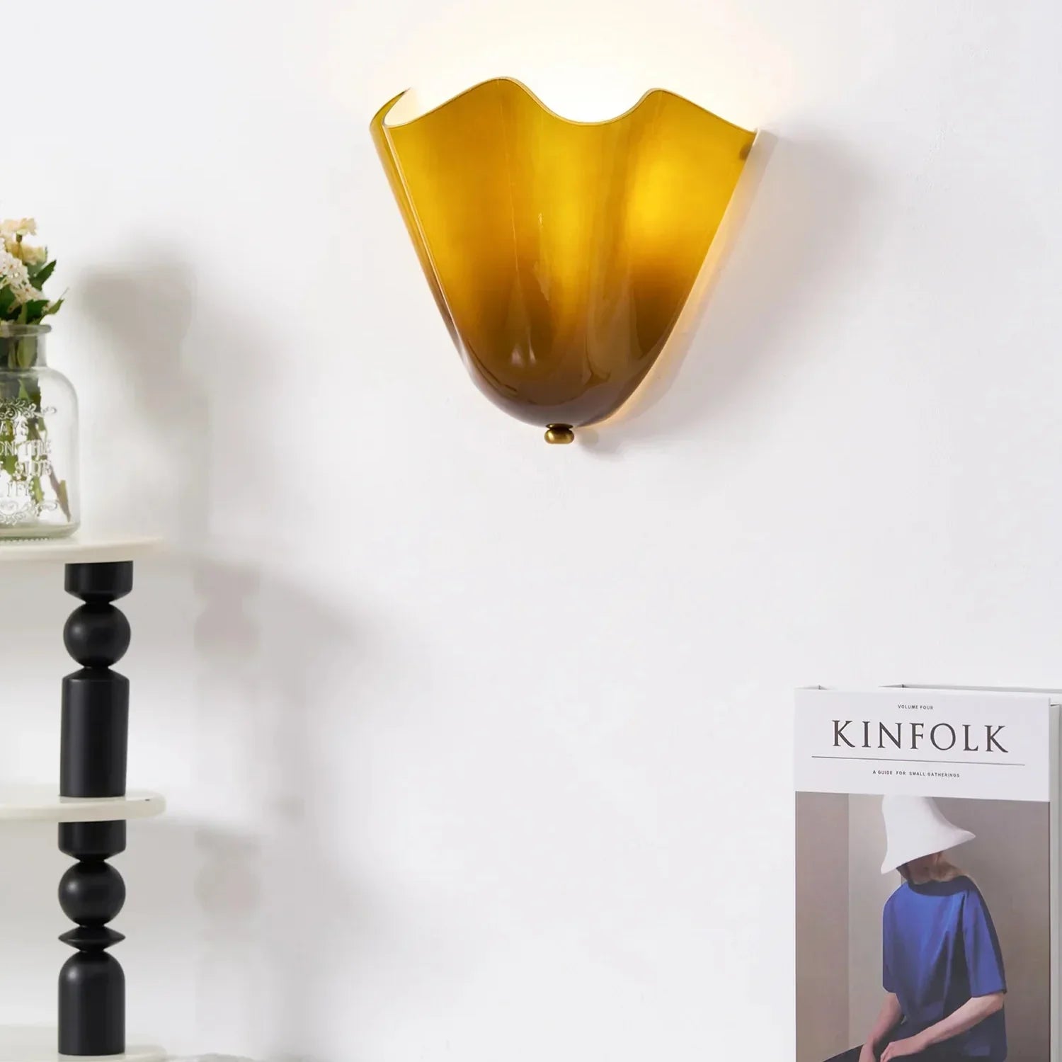 Kinkiet retro ze szkła witrażowego w stylu Art Deco