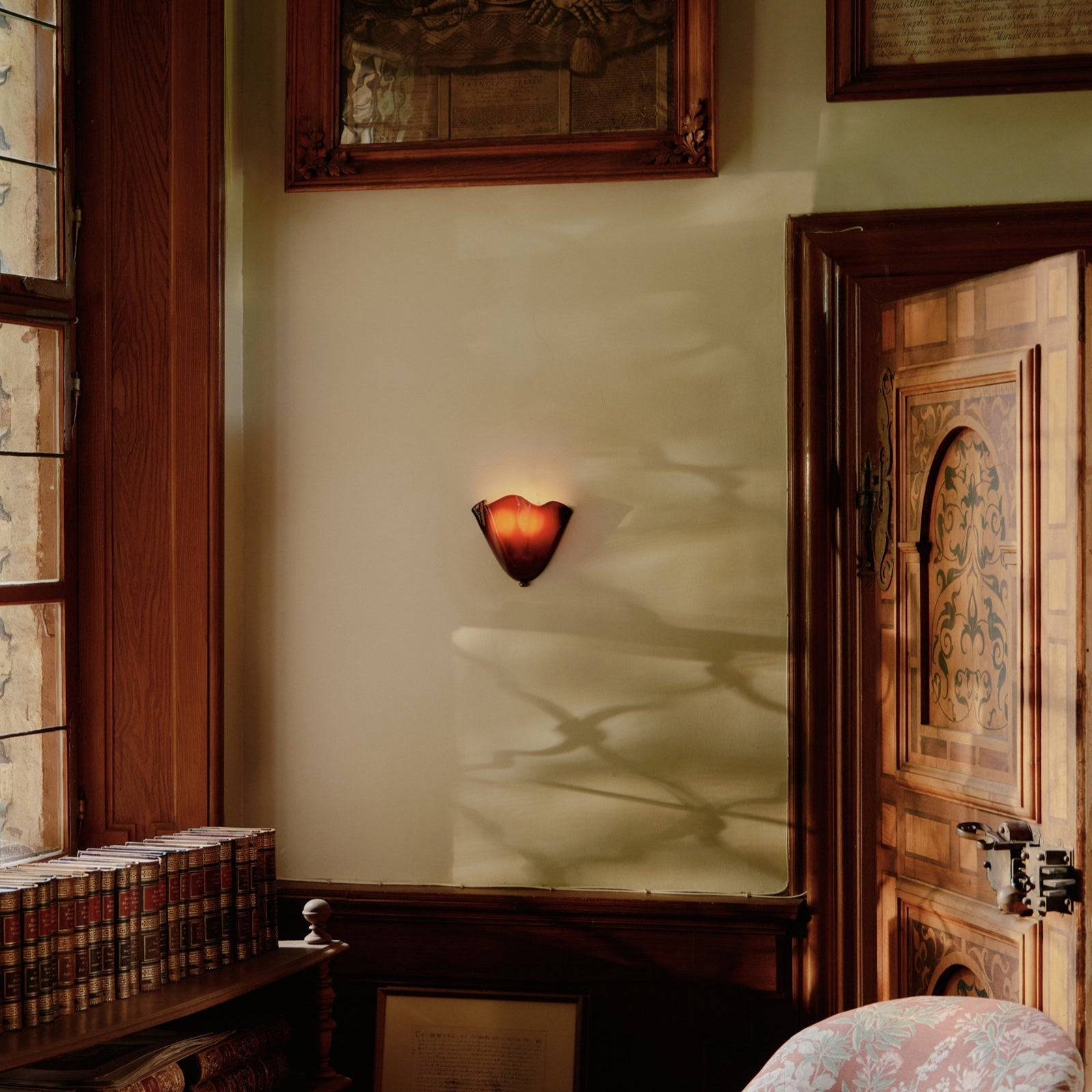 Kinkiet retro ze szkła witrażowego w stylu Art Deco