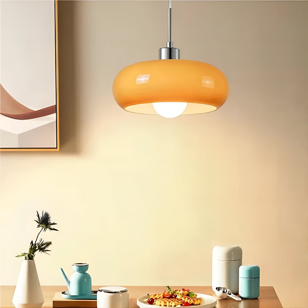 Lampa wisząca szklana Bauhaus LED ściemniana okrągła