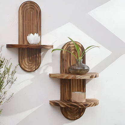 Rattanowa półka ścienna boho owalna do salonu