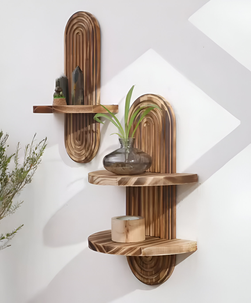 Rattanowa półka ścienna boho owalna do salonu