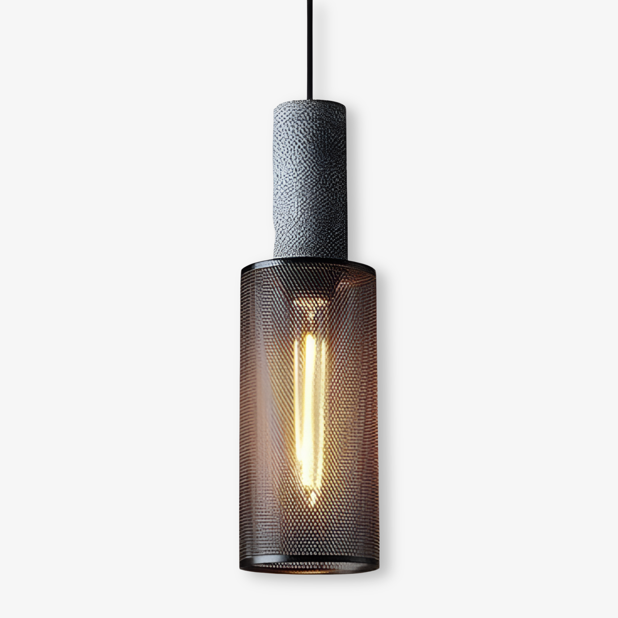 Lampa wisząca E27 z kamienia i aluminium industrialna
