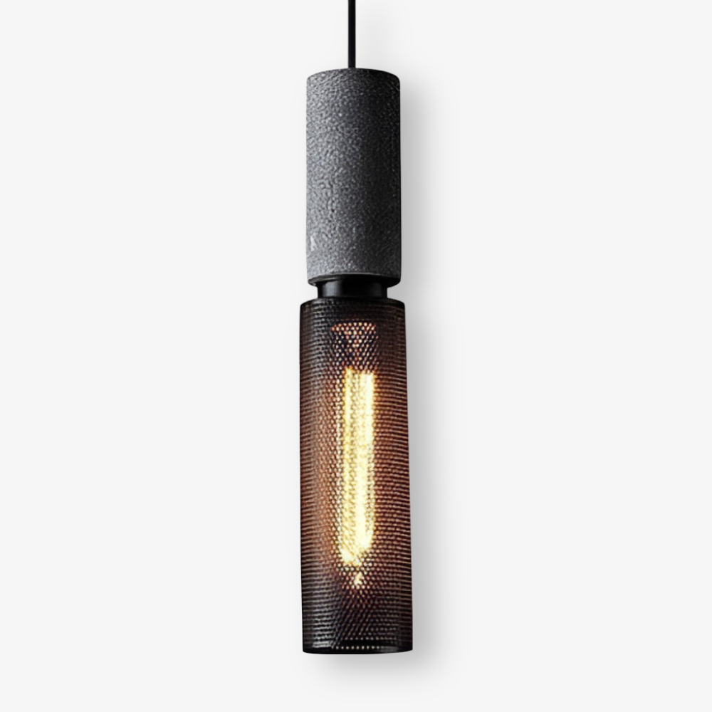 Lampa wisząca E27 z kamienia i aluminium industrialna