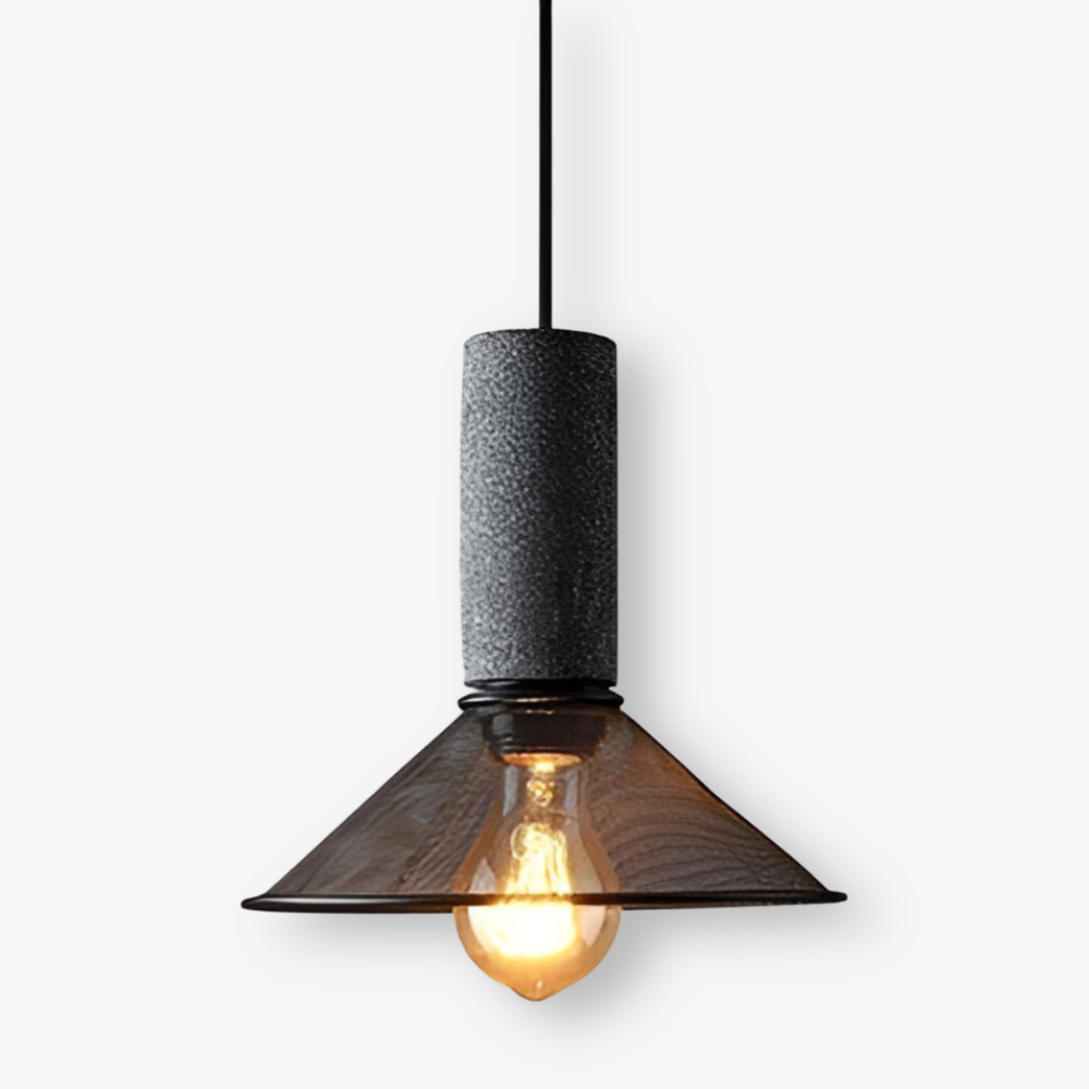Lampa wisząca E27 z kamienia i aluminium industrialna