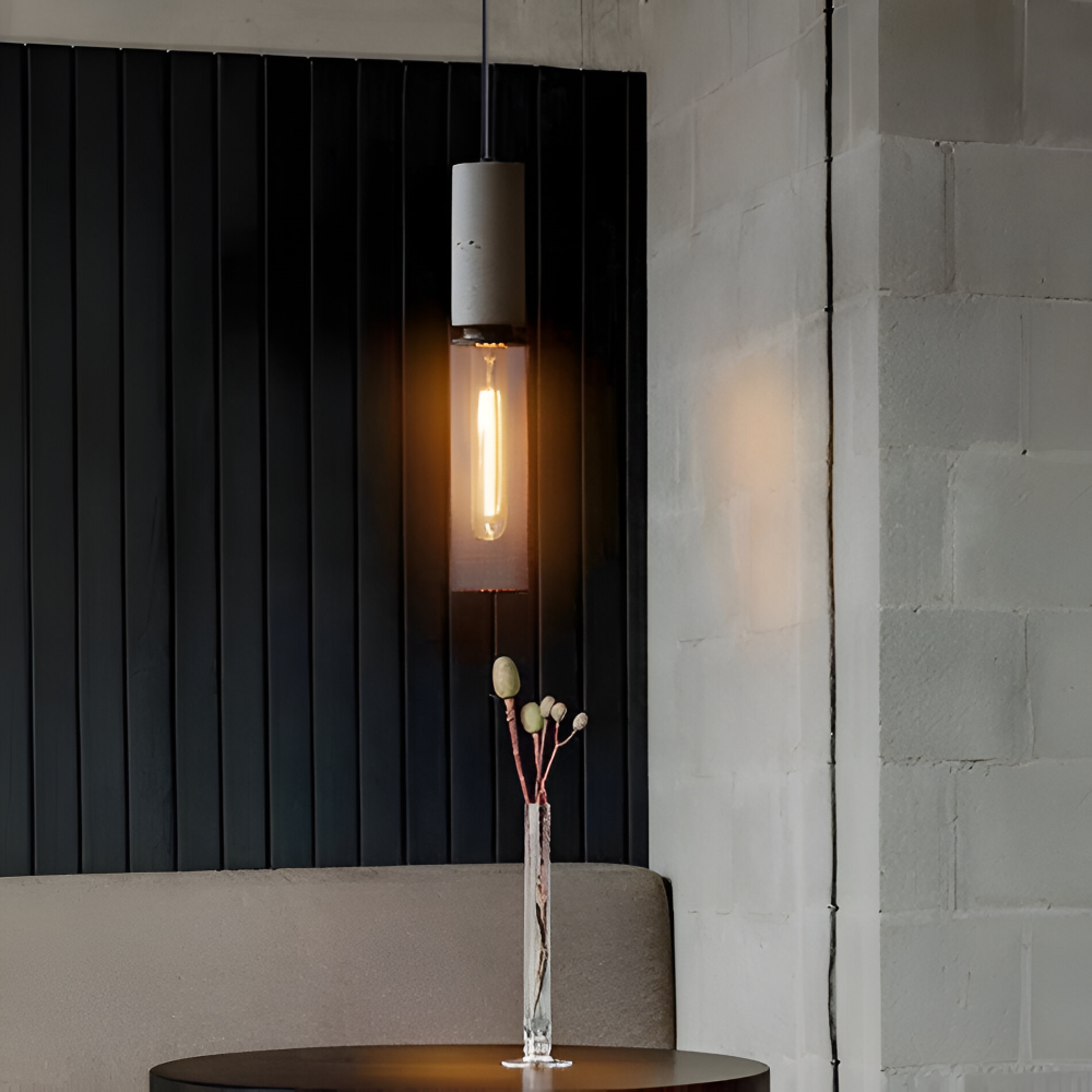 Lampa wisząca E27 z kamienia i aluminium industrialna