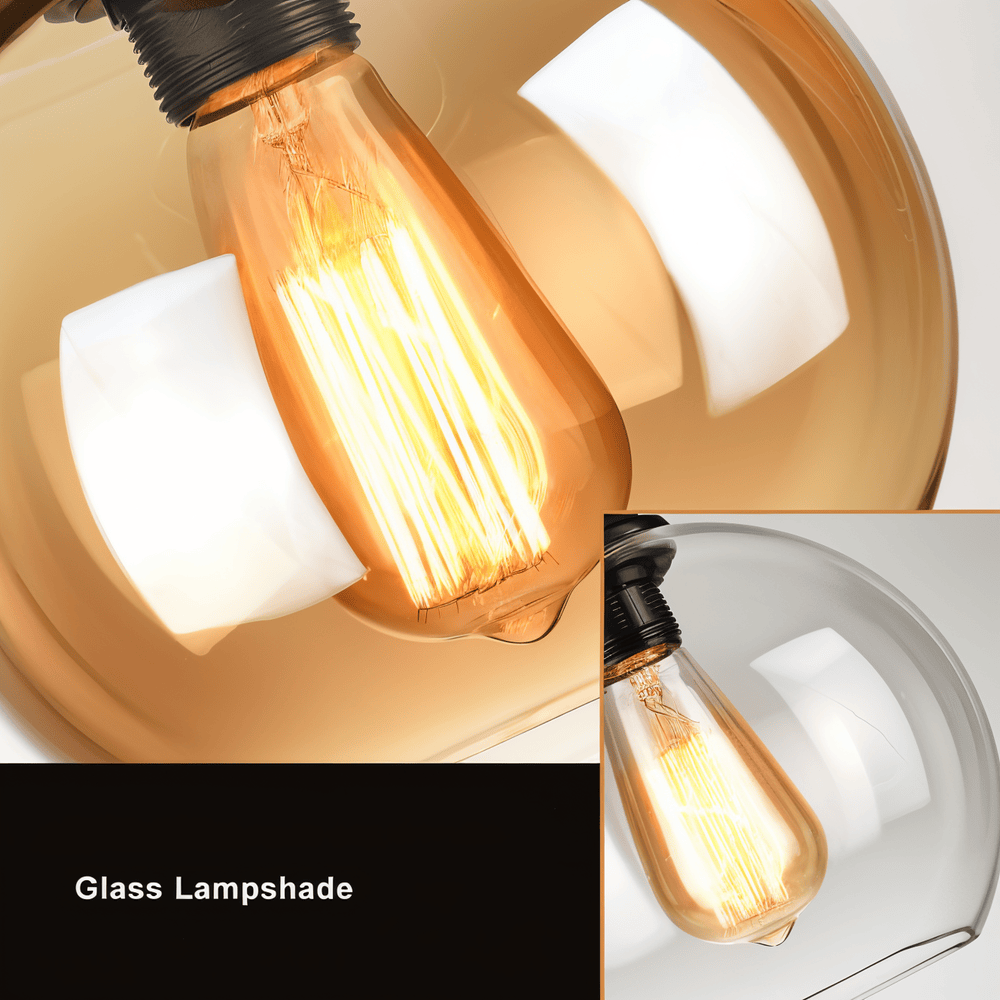 Lampa wisząca z kulą szklaną i liną konopną vintage