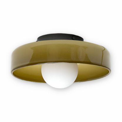 Okrągła lampa sufitowa LED ze szkła i kamienia