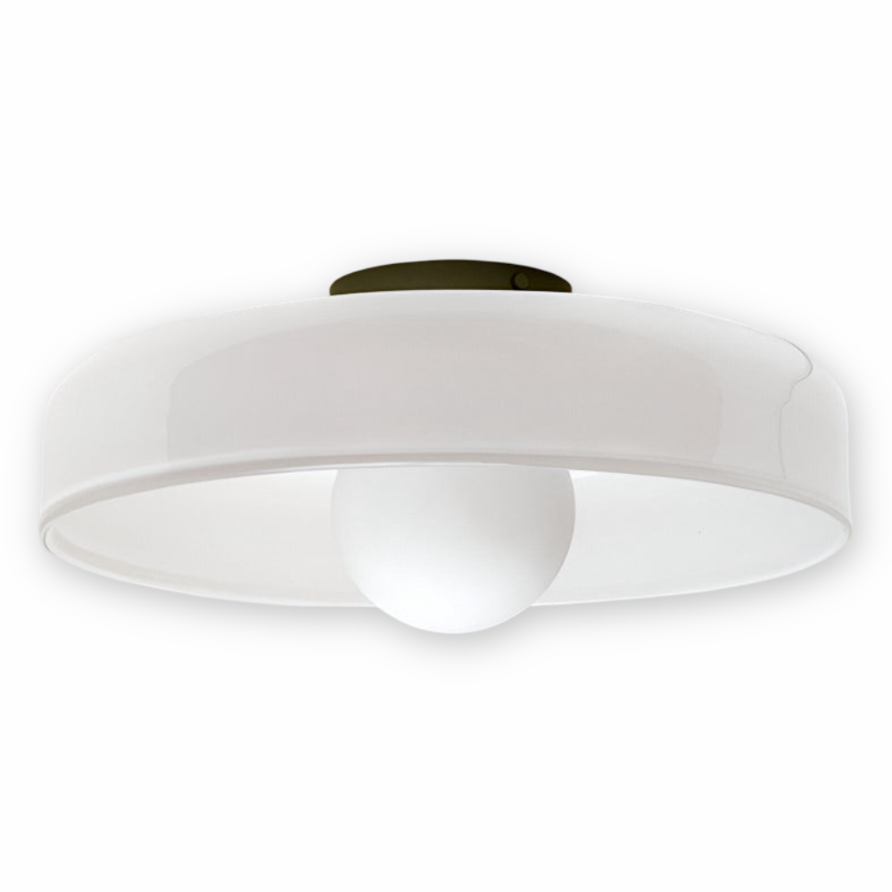 Okrągła lampa sufitowa LED ze szkła i kamienia