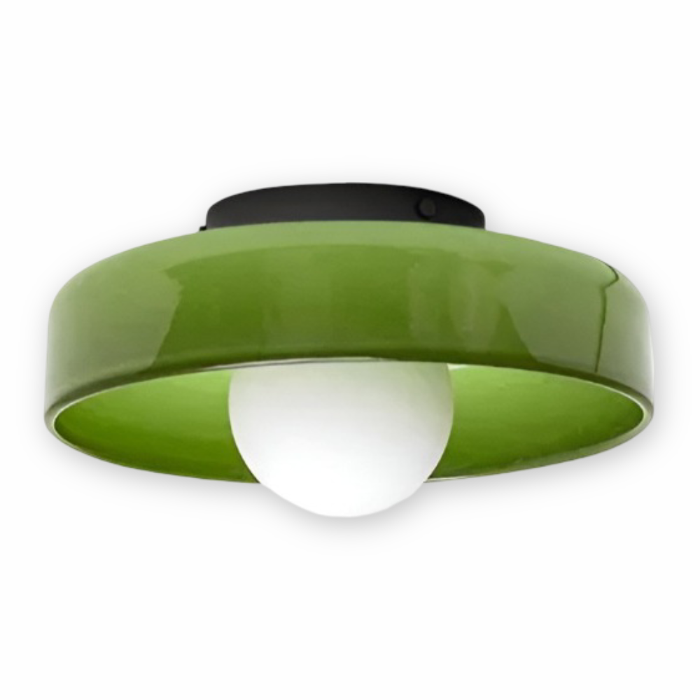 Okrągła lampa sufitowa LED ze szkła i kamienia