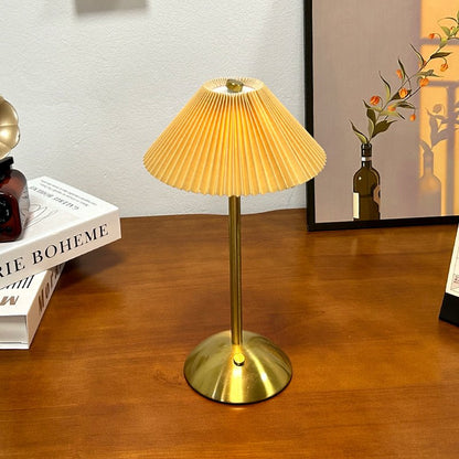 Bezprzewodowa lampka stołowa LED z plisowanym abażurem